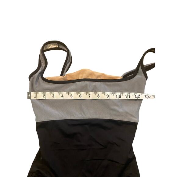Vintage Anne Klein Swimsuit 1 Piece Gray Black Square Neck Underwire Bra Size 6 - Picture 5 of 6